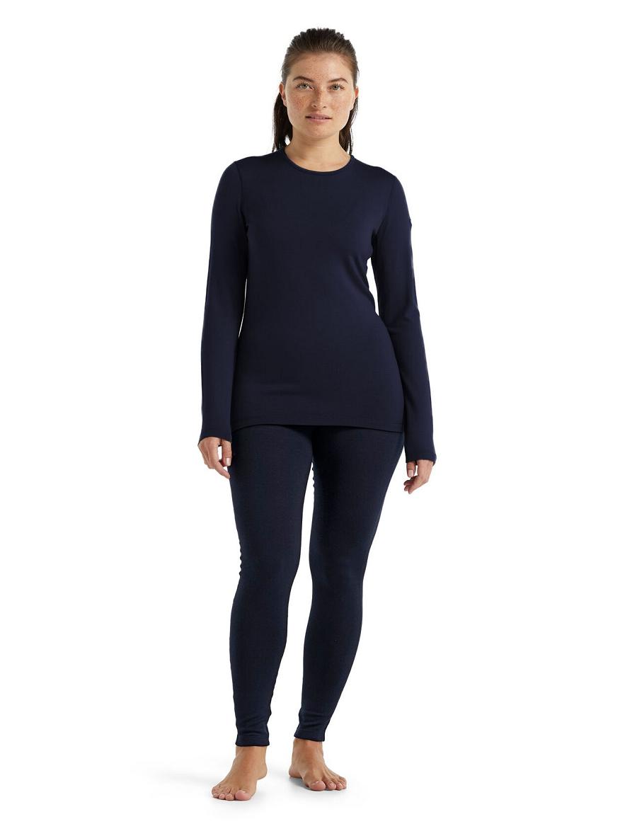 Midnight Navy Icebreaker Merino 260 Tech Long Sleeve Crewe Thermal Top Women's Base Layers | AU 1922XYUF